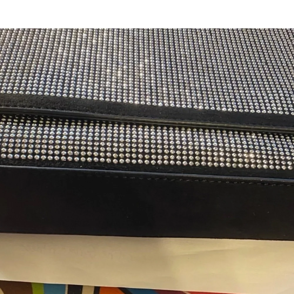 Badgley Mischka Rhinestone Clutch Evening‎ Bag Black Sparkle Embellished